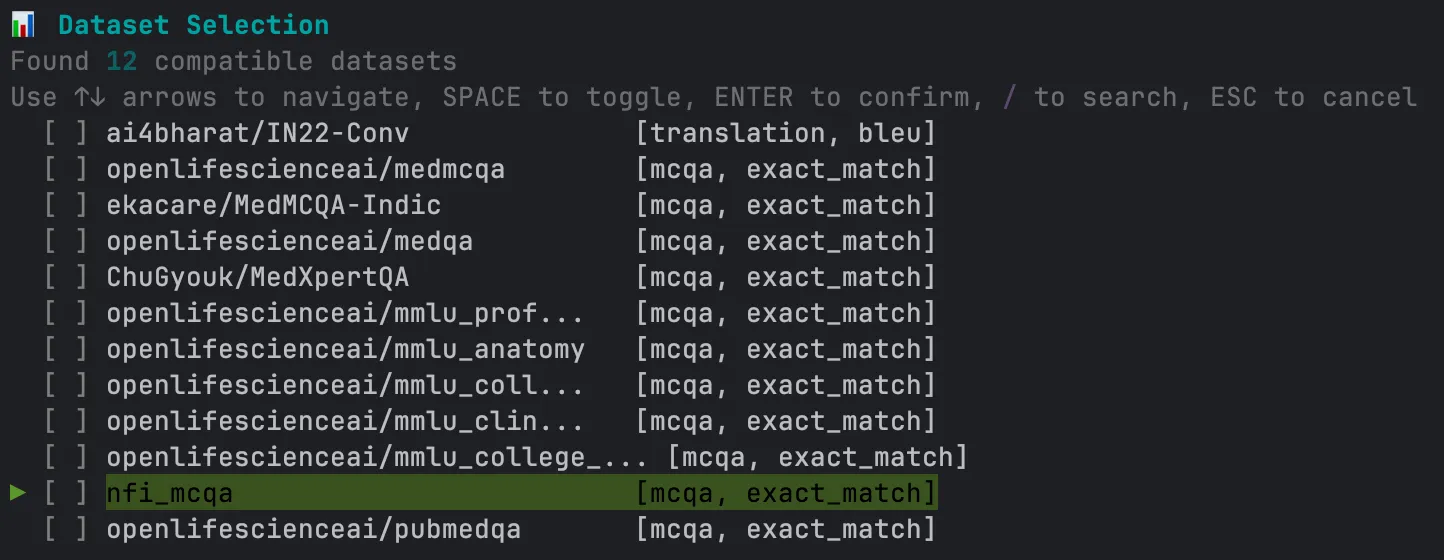 Dataset selection